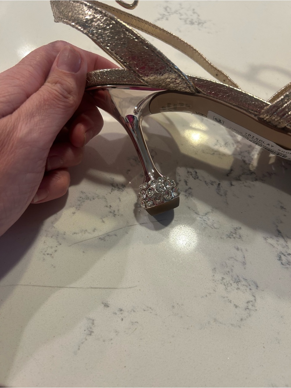 Circus by Sam Edelman Metallic Gold Strappy Peep-Toe Heels - Picture 3 of 6